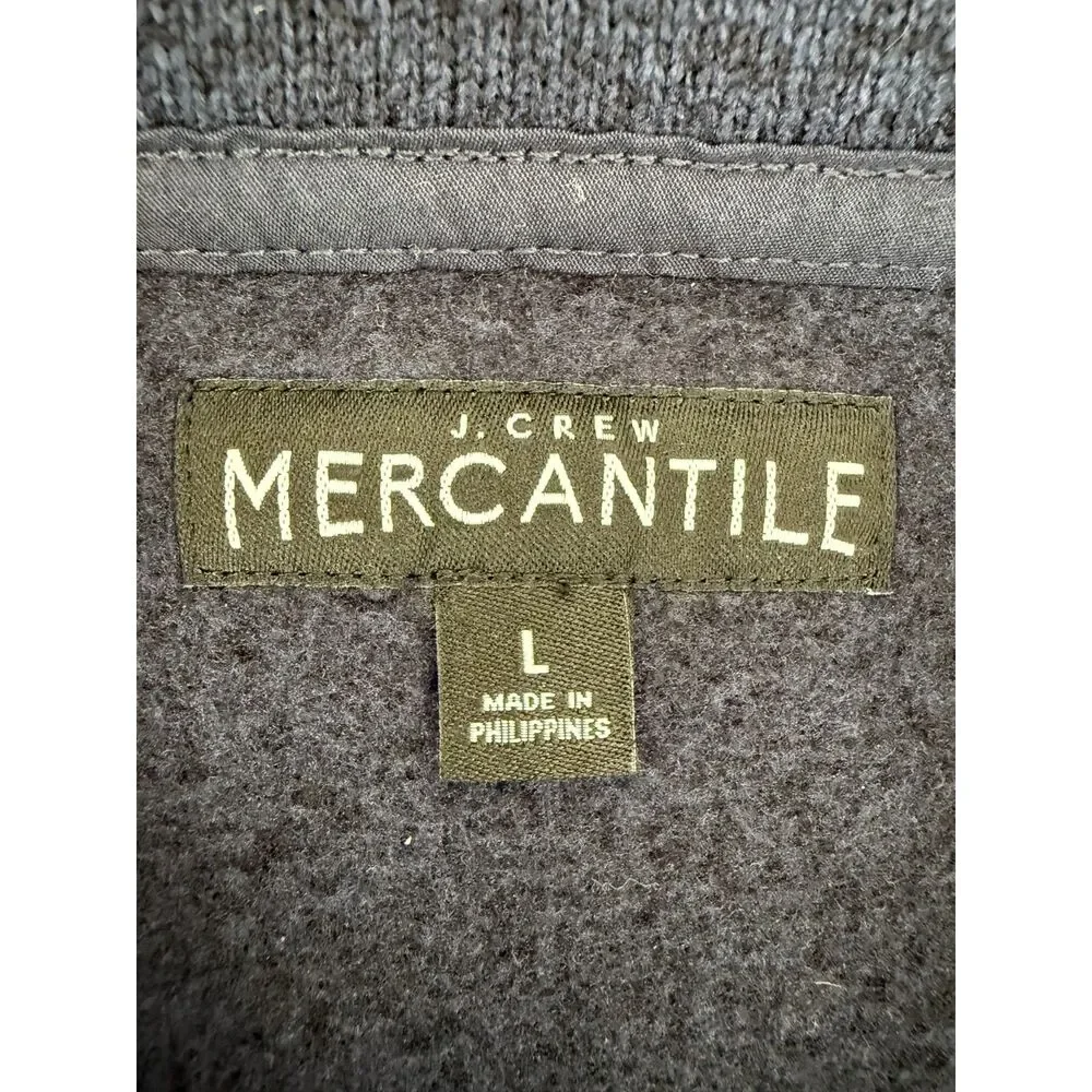 J Crew Mercantile Men's 1/4 Zip Sweater Fleece Pullover Jacket Navy Blue Size L